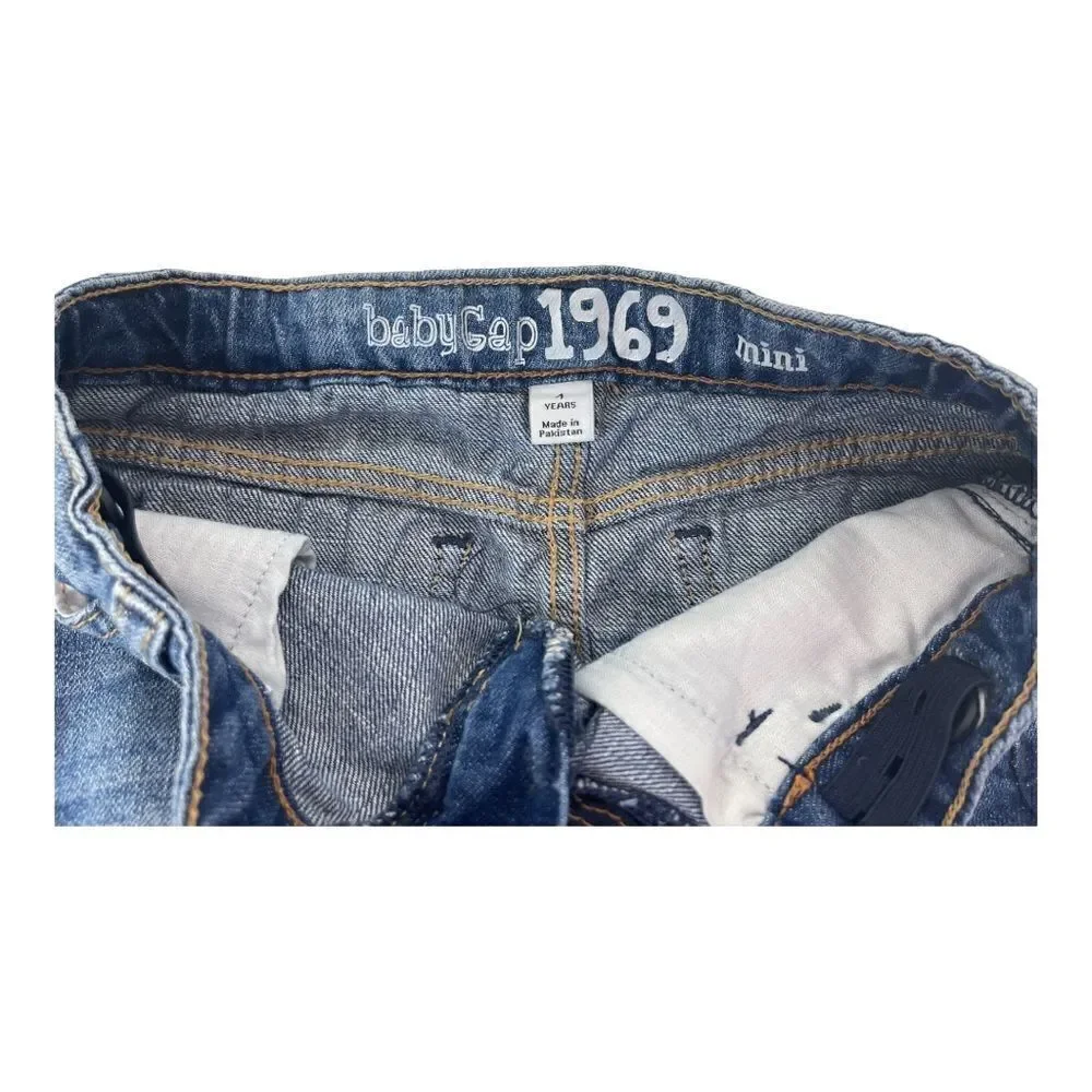 Baby Gap 1969 Denim Blue Jean Mini Skirt Medium Wash Adjustable 4 Years EUC